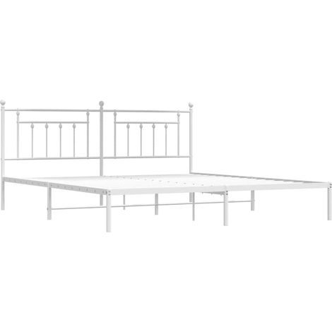 vidaXL Giroletto con Testiera Metallo Bianco 193x203 cm (1/4)