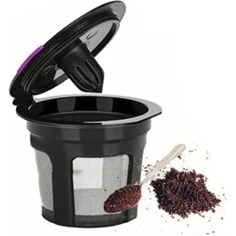 4er-Pack schwarze Edelstahl-Kaffeefilterbecher, wiederverwendbare Kaffeekapseln für den Heimgebrauch (1/5)