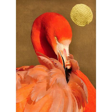 Papier peint panoramique flamant rose Tapisserie panoramique animaux originale Papiers peints panoramique intissé idéal pour bureau (1/2)
