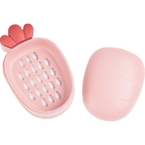 Mignon carotte porte-savon salle de bain grande capacité porte-savon portable cadeau rose (1/2)