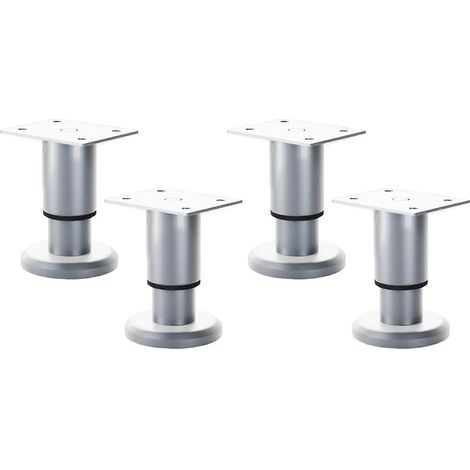 Quatre pieds de meubles ronds en métal réglables en hauteur, adaptés aux armoires de cuisine, aux meubles et aux lits, pieds de support, réglables en hauteur de 8 à 12 cm. (1/5)