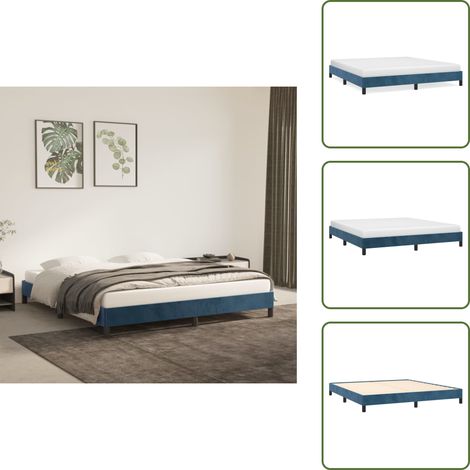 Bettgestell ohne Matratze Dunkelblau 180x200 cm Samt - Samtbettwäsche - Doppelbett - Boxspringbett - Bettrahmen - Liegefläche 180x200 Cm (1/5)
