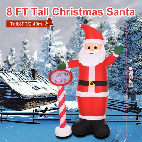 Fuß großer aufblasbarer Weihnachtsmann, IP44 wetterfest, LED-beleuchtet, riesiger aufblasbarer Weihnachtsmann mit Bodenankern und Seilen für drinnen und draußen, Party-, Garten- und Rasendekorationen (1/2)