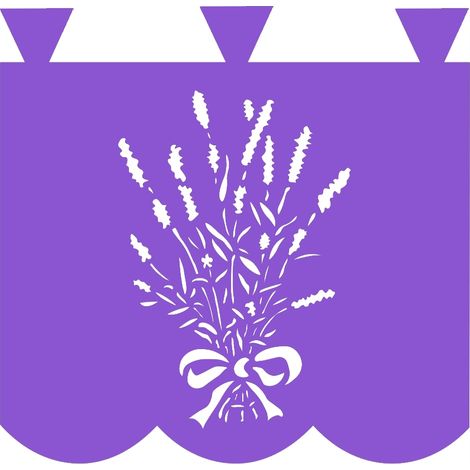 Küchenvorhang in Lavendel mit lila durchbrochenem Blumenmuster, 35x35
