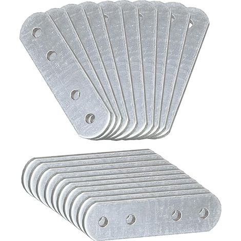 20 pièces Plaques de liaison droites (40 x 16 x 2 mm), plat de réparation et d’assemblage, équerre plate de fixation, support d’étagère, connecteur métallique galvanisé (1/3)