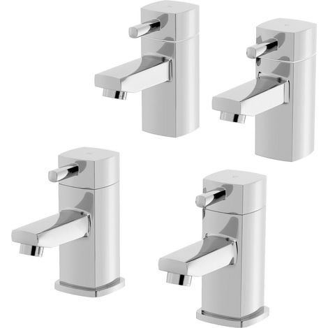 Bathroom Hot & Cold Basin Sink Taps Bath Taps Set Twin Chrome (1/5)