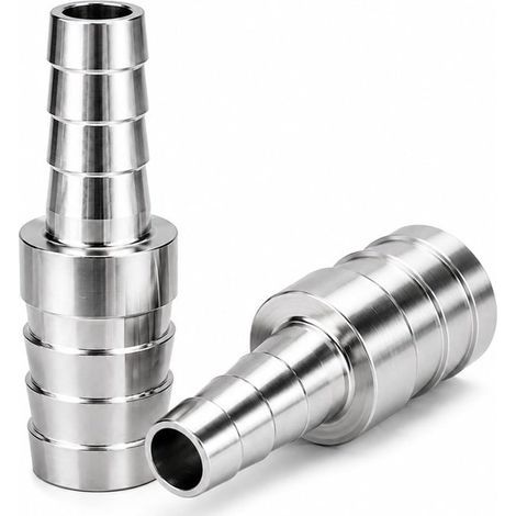 Rohrverbinder – 2 Stück – 16 mm auf 12 mm – Reduzierstück aus Edelstahl 304 mit Schlauchanschluss – Silberfarben (1/5)