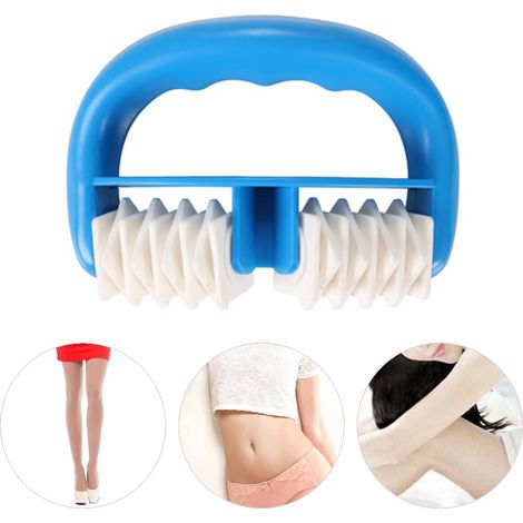 Rouleau De Massage Musculaire - 2 Roues En Plastique Avec Poignée - Pour Jambes Bras Dos Soulagement Des Douleurs Musculaires - 1 Pièce (1/5)