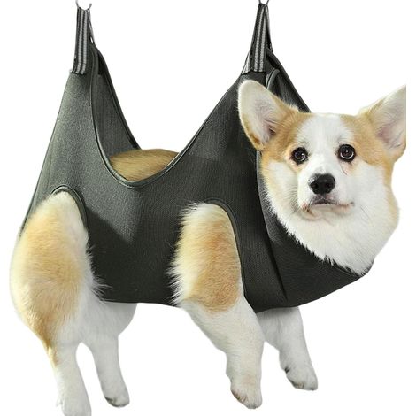 Hamac de toilettage pour chiens, harnais pour chats et chiens avec crochets en S métalliques - Support de bain pour chiots et chiens de petite et moyenne taille, barre de hamac respirante - M (1/5)