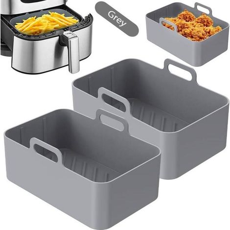 Moule En Silicone Pour Friteuse À Air - Bac Double Avec Poignée - Compatible Avec Modèles DZ201 DZ401 - Lot De 2 Pièces (1/5)