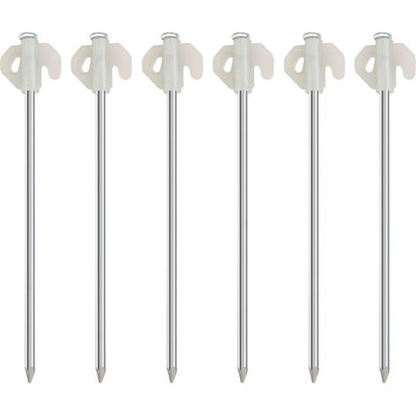 Lot de 10 piquets de tente robustes de 20 cm pour sol dur, piquets de tente en métal haute résistance avec trou pour crochets, piquets de camping en acier, piquets de camping phosphorescents (1/4)