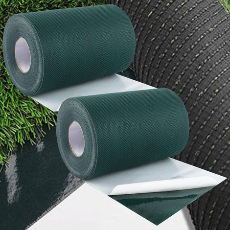 Lot de 2 rubans adhésifs pour gazon artificiel - 15 cm x 10 m - Ruban adhésif pour gazon artificiel - Pour la connexion, la fixation, le tapis de gazon vert, la connexion de tapis de gazon (1/4)