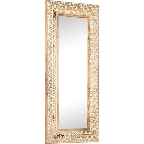 FIMEI Miroir sculpté à la main 110x50x2,6 cm Bois de manguier solide (1/5)