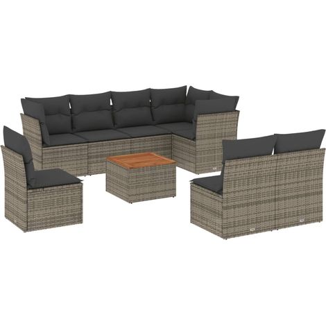 Maison Exclusive - 9-tlg. Garten-Sofagarnitur mit Kissen Grau Pol (1/5)