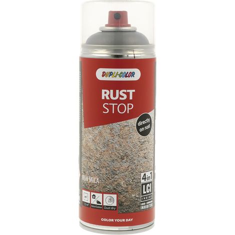 Dupli Color Rost Stop 4in1 - Grundierung und aktiver Rostschutz Spray - hochdeckend und versiegelnd Eisenglimmer 400ml anthrazit