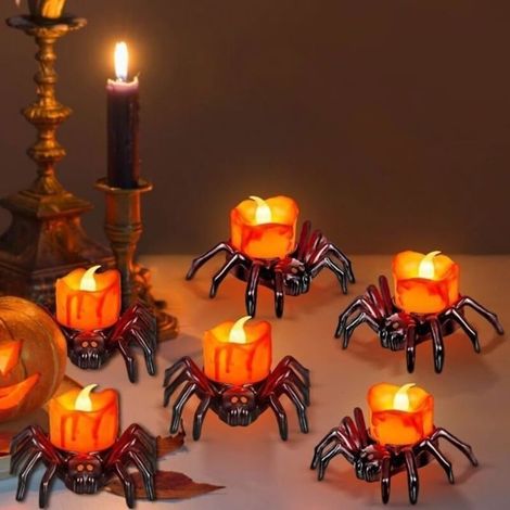 6-Piece Halloween Candles, Flameless LED Tealight Candles for Halloween, Halloween Decorations, Battery Operated (1/5)