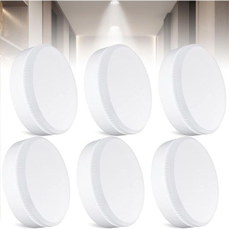 6 Pièces Ampoule Gx53 - 7 W - 3000 K - 700 Lm - Blanc Chaud - Pour Éclairage Encastré Cuisine Armoire Plafond (1/5)