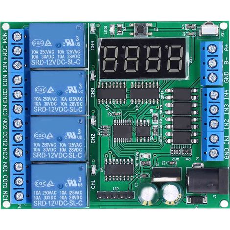 Entwicklungsboard mit 4-Kanal-Zeitverzögerungsrelais, LED-Digitalanzeige, 12 V DC für SCM-Mikrocontroller (1/5)