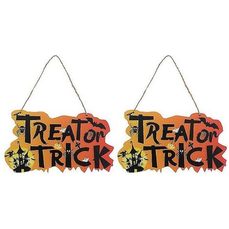 Lot de 2 pendentifs en bois pour décorations d'Halloween (1/3)