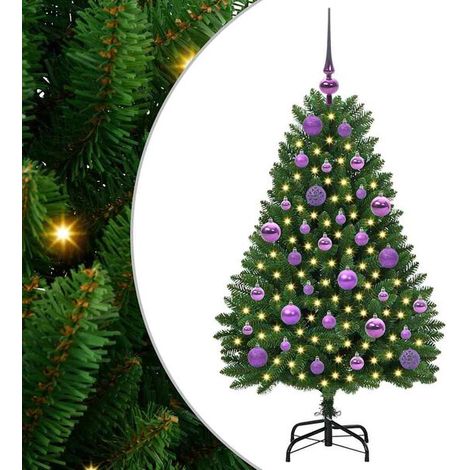 Sapin de Noël artificiel avec 150 lumières LED, vert, 120 cm, en PVC et métal. (1/5)