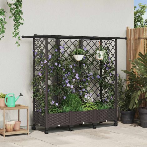 Teenpull – Hochbeet mit Rankgitter und Dach Braun 164 x 40 x 127 cm PP (1/5)