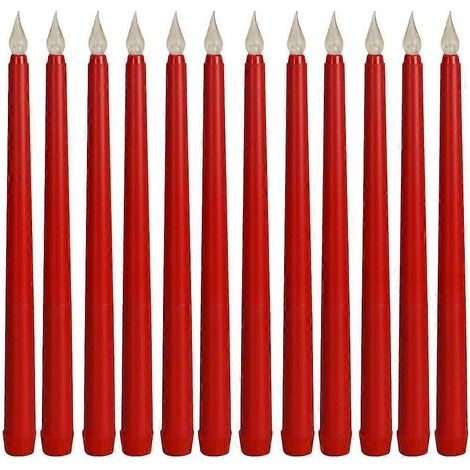 Lot de 12 bougies décoratives LED coniques sans flamme (1/2)