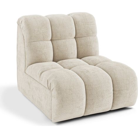 Fauteuil pivotant modulable en velours gaufré beige SEVEN (1/5)