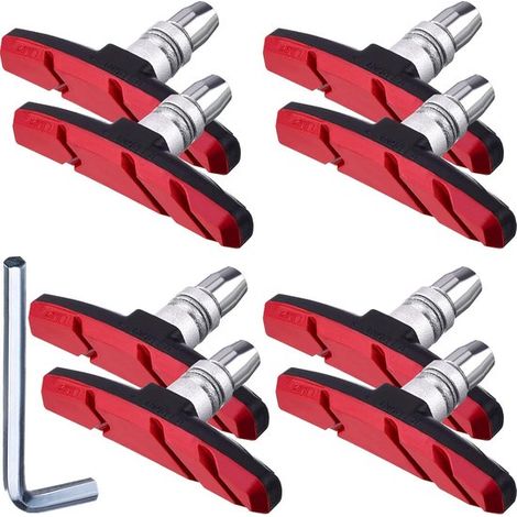 4 pares pastillas freno tipo V bicicleta (70 mm), tuercas hexagonales acero inoxidable montaje, pastillas freno universales bicicleta montaña (1/5)