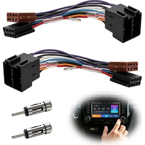 Adaptateur Autoradio ISO 16 Broches 2 Pièces, Faisceau de Câbles avec Adaptateur Antenne DIN, Kit Plug and Play pour Remplacement Poste Radio (1/5)