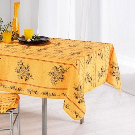 Nappe Anti Tache Provençale Polyester Olivou Jaune - 150x240cm (1/3)