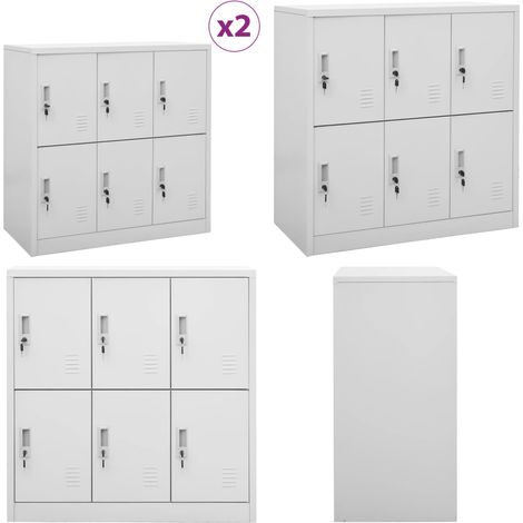 Schließfachschränke 2 Stk. Hellgrau 90x45x92,5 cm Stahl - Schliessfachschrank - Metallschrank - Garderobe - Aufbewahrungsbox - Organisationshilfe - Home & Living