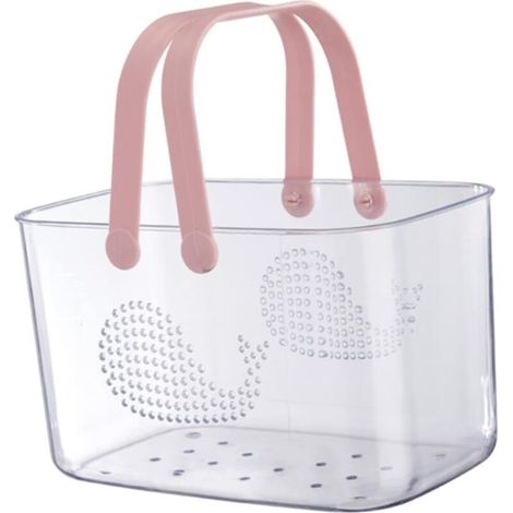 Bardusch - Panier De Bain Transparent En Plastique Avec Poignée Grand Volume Couleur Rose Panier De Rangement Multifonction Pour Salle De Bain Portable Et Drainant Pour Domicile Et Dortoir (1/5)