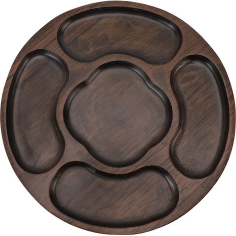 Plateau en bois, service divisé pour apéritifs, collations, plateau de légumes, buffet de fête sectionnel décoratif B (1/5)