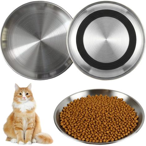3 Piece Stainless Steel Non-Slip Cat Bowl with Silicone Base (1/5)