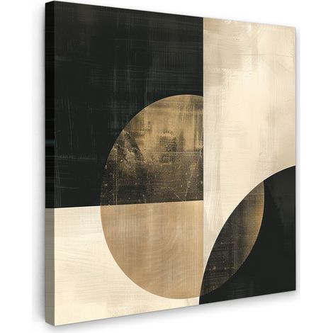 Canvas Print Abstract - Geometric shapes - Black - Gold 20x20 cm
