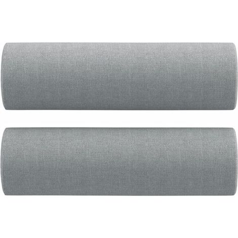 Coussins décoratifs, lot de 2, gris clair, 15 cm de diamètre, 50 cm de hauteur, en tissu. (1/5)