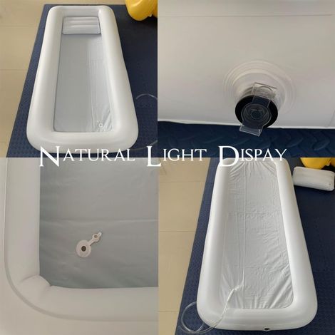 Baignoire gonflable pliable, table de chevet, lavabo médical portable, oreiller pneumatique, kit de nettoyage, grande douche pour personnes âgées, personnes handicapées et adultes alités (1/2)