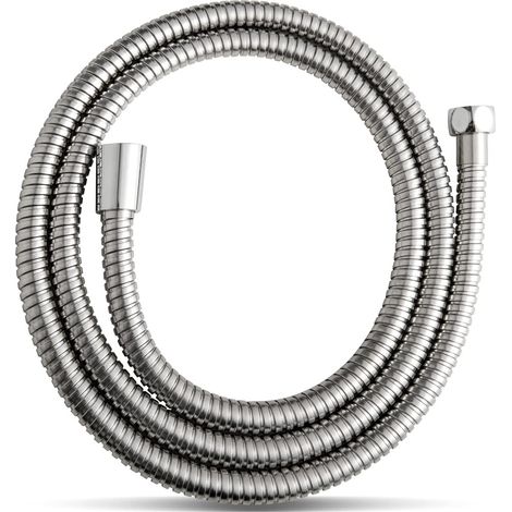 1 - Flexible de Douche - Tuyau de Douche Inox - Anti-Torsion Haute Pression Pour Robinetterie Salle de Bains Chromé 120x1,5cm