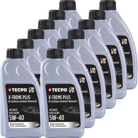 TECPO Motoröl 5W40 Öl X-TREME Plus Öl, 12 Liter 5W-40 Gebinde HC-Synthese für Diesel-und Benzinmotoren entspricht API SN/CF / ACEA A3/B4 / 502/505 / 226.3/226.5 / Longlife 01/98 (1/4)
