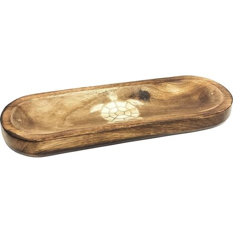 Plateau porte-encens en bois naturel avec tortue 28 cm (1/5)