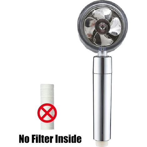 (B-Silver) Nouveau pommeau de douche à hélice turbo, économie d'eau, débit haute pression, rotation à 360°, rallonge de douchette effet pluie, support inclus. (1/5)
