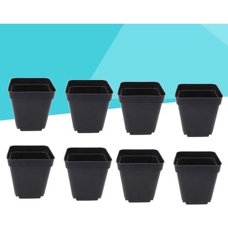 Lot de 50 godets de culture carrés 6x6x6.5cm – Plastique épais avec trou de vidange – Pour semis et boutures en intérieur/extérieur - 50Pcs (1/5)