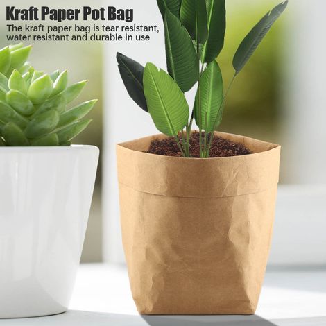 Sac en papier kraft pour pot de fleurs, cache-pot, récipient, pochette de rangement multifonctionnelle (252540cm) (1/5)