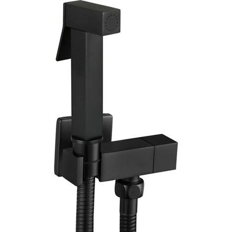 Schwarzer Handbrausekopf für Bidet-Toiletten und Badezimmer, Wandmontage, Messing-Bidet-Zubehör, Kaltwasser-Bidet-Sprühkopf (1/3)