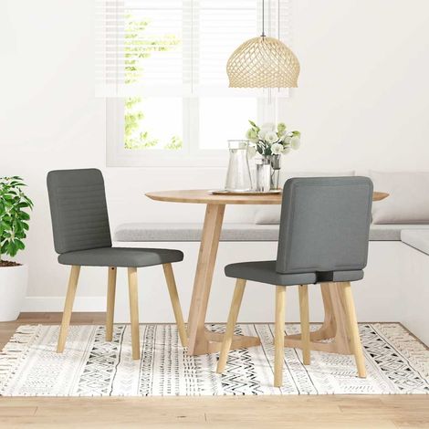 Lot de 2 Chaises à manger，Chaise de cuisine gris foncé tissu CFW29551 (1/5)