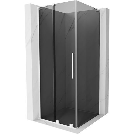 Mexen Velar L Duschkabine Schiebetür 100 x 100 cm, Grafit, Weiß - 871-100-100-43-20 (1/5)