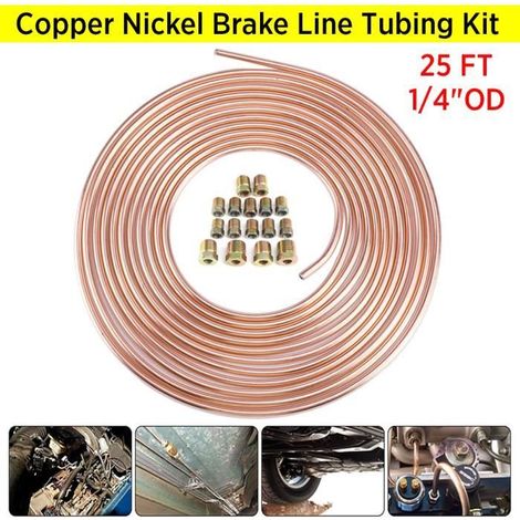 NEUFU 25 ft. 1/4" Kit Tuyaux de Conduite de Frein OD Avec 16Pcs Écrous de frein (1/4)
