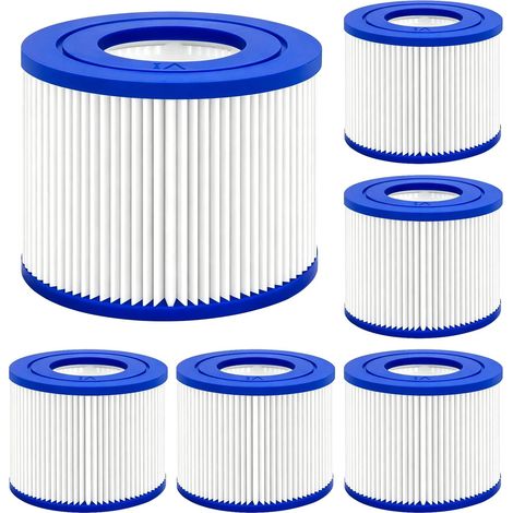 Filtre VI Cartouche pour Cartouches Filtrantes Rechange Lot de 6 Filtrantes de Piscine VI Filter Cartridge VI Compatibles avec Lay-Z-Spa, Monaco, Miami, Vegas, Vegas, SaluSpa 90352E (1/5)