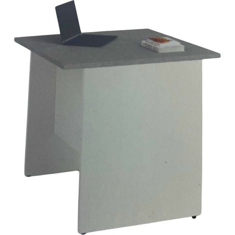 Scrivania Ibisco 80x80x74H cm. colore struttura bianco frassinato colore piano cemento
