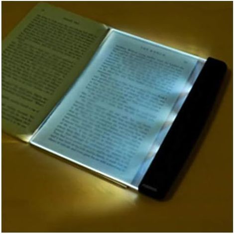 Flache Leselampen fürs Bett mit hellem LED-Licht, Lesezeichen, Leselampe, Lichtpanel, Platte, kabellose Schreibtischlampe (Schwarz) (1/4)
